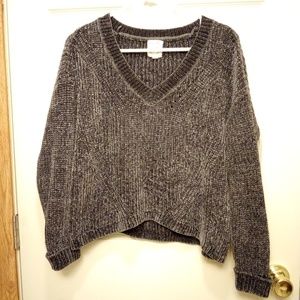 Hippie Rose Chenille Sweater, Charcoal, Small